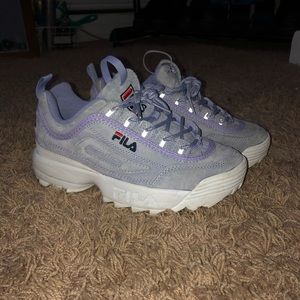 Lavender purple suede fila disrupters II